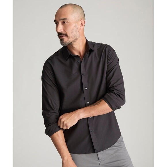 NWT Untuckit Wrinkle-Free Black Stone Long Sleeve Collared Shirt Slim Fit Size M - Picture 1 of 9
